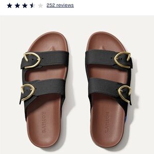 Rothy's Black Sandals with Gold Buckles